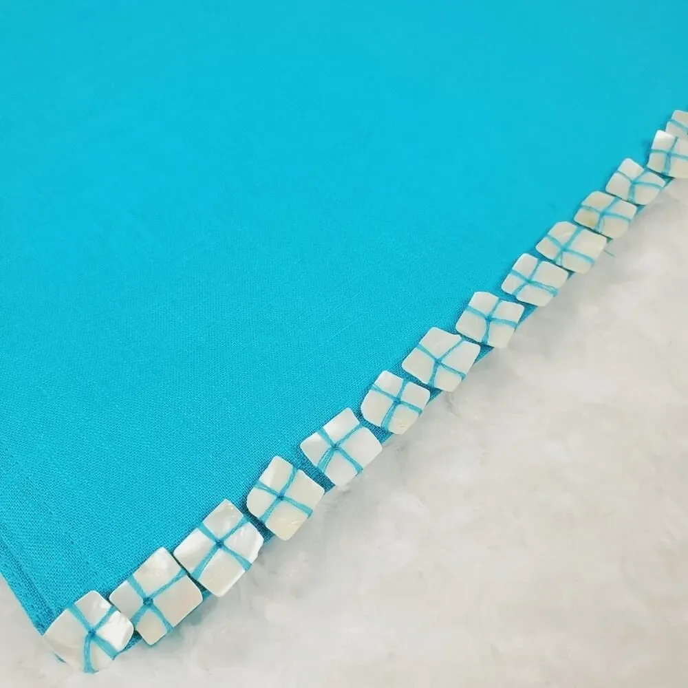 Seashell Embellished Table Runner Teal 14